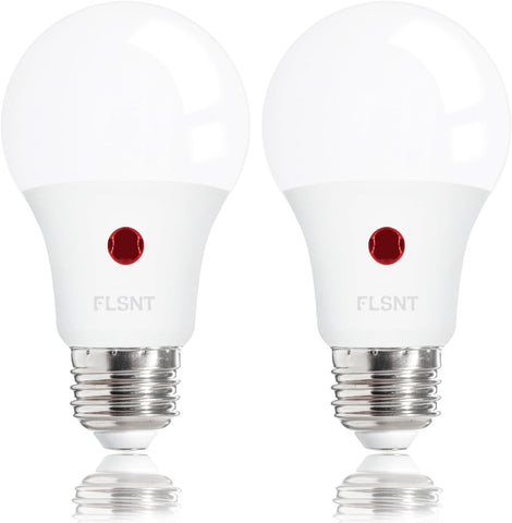 Jaspertronics™ Dusk to Dawn Outdoor Sensor A19 LED Edison Bulbs, 9W (60W Eqv.), 800LM,Vintage Filament E26 Base, Auto On/Off Photocell Automatic for Energy-Efficient Outdoor Lighting, 2700K Daylight, 2 Pack