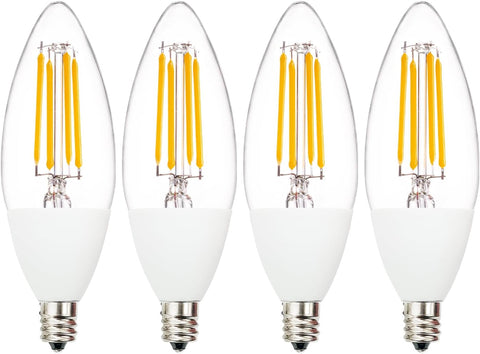 Jaspertronics™ Dusk to Dawn Outdoor Sensor LED Edison Bulbs, 4W (40W Eqv.), 450LM, B11 LED Candelabra Bulb E12 Base, Auto On/Off Photocell for Energy-Efficient, 2700K Soft White, 4 Pack