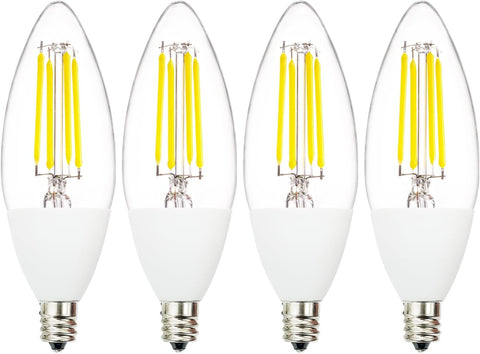Jaspertronics™ Dusk to Dawn Outdoor Sensor LED Edison Bulbs, 4W (40W Eqv.), 450LM, B11 LED Candelabra Bulb E12 Base, Auto On/Off Photocell for Energy-Efficient, 5000K Soft White, 4 Pack