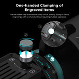 Creality Rotary Kit Pro with Risers – Adjustable Jaws, One-Handed Clamping, No Assembly, Compatible with Most Laser Engravers