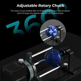 Creality Rotary Kit Pro with Risers – Adjustable Jaws, One-Handed Clamping, No Assembly, Compatible with Most Laser Engravers