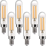 Jaspertronics™ 60W Equivalent Candelabra LED Bulbs - Dimmable T6/T25 LED Light Bulbs, 2700K Soft White, 5.5W (550LM), E12 Base, CRI90, Energy-Efficient Lighting for Chandeliers & Indoor Fixtures - 6 Pack