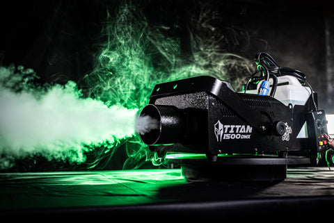 Froggy's Fog Titan 1500 DMX Fog Machine & Bog Fog Fluid Bundle, 1550W, 25,000 CFM, 4 Gallon High-Density Fog Juice Kit