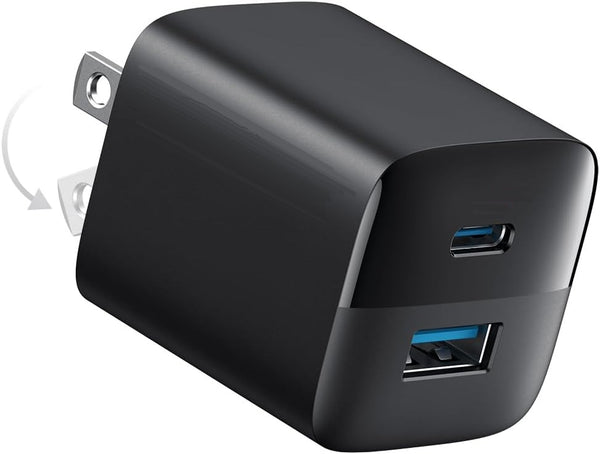 Jaspertronics™ USB C 33W Charger, 2 Port Compact Charger with Foldable ...