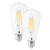 Jaspertronics™ Dusk to Dawn Outdoor Sensor ST19 LED Light Bulb, 8W (100W Eqv.), 1400LM,Vintage Filament E26 Base, Auto On/Off Photocell Automatic for Energy-Efficient Outdoor Lighting, 5000K Soft White, 2Pack