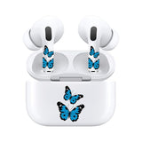 Jaspertronics™ AirSkins - Stylish & Durable Decals for AirPods 3, Blue Butterflies Design Earbuds & Case Skin, Scratch-Resistant, Precision Fit, Wireless Charging Friendly, Easy Application - 58 Designs Available