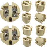 10 Pack of G22 Lamp Holder Socket - High-Temperature Ceramic Steatite Base, 3000W Max, 1000V, 20A, Nickel-Plated Copper Contacts, UL Recognized, Ideal for Halogen & Metal Halide Fixtures - No Leads