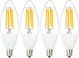 Jaspertronics™ Dusk to Dawn Outdoor Sensor LED Edison Bulbs, 4W (40W Eqv.), 450LM, B11 LED Candelabra Bulb E12 Base, Auto On/Off Photocell for Energy-Efficient, 2700K Soft White, 4 Pack