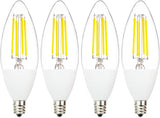 Jaspertronics™ Dusk to Dawn Outdoor Sensor LED Edison Bulbs, 4W (40W Eqv.), 450LM, B11 LED Candelabra Bulb E12 Base, Auto On/Off Photocell for Energy-Efficient, 5000K Soft White, 4 Pack