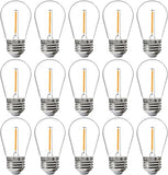 Jaspertronics™ 15-Pack Outdoor S14 LED Replacement Bulbs - 2200K Warm White, Shatterproof, Waterproof, E26 Base, Energy-Efficient for Patio, Garden, Bistro & Decorative String Lights