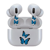 Jaspertronics™ AirSkins - Stylish & Durable Decals for AirPods 4, Blue Butterflies Design Earbuds & Case Skin, Scratch-Resistant, Precision Fit, Wireless Charging Friendly, Easy Application - 58 Designs Available