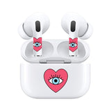 Jaspertronics™ AirSkins - Stylish & Durable Decals for AirPods Pro & Pro 2, Evil Eye Heart Design Earbuds & Case Skin, Scratch-Resistant, Precision Fit, Wireless Charging Friendly, Easy Application - 58 Designs Available