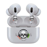 Jaspertronics™ AirSkins - Stylish & Durable Decals for AirPods 4, Skeleton With Headphone Design Earbuds & Case Skin, Scratch-Resistant, Precision Fit, Wireless Charging Friendly, Easy Application - 58 Designs Available