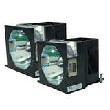 Jaspertronics™ Lamp & Housing TwinPack for the Panasonic PT-D7700U Projector w Original Ushio Lamp Inside - 1 Year Warranty