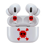 Jaspertronics™ AirSkins - Stylish & Durable Decals for AirPods 3, Red Skull Design Earbuds & Case Skin, Scratch-Resistant, Precision Fit, Wireless Charging Friendly, Easy Application - 58 Designs Available
