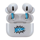 Jaspertronics™ AirSkins - Stylish & Durable Decals for AirPods Pro & Pro 2, Boom In Blue Design Earbuds & Case Skin, Scratch-Resistant, Precision Fit, Wireless Charging Friendly, Easy Application - 58 Designs Available