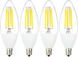 Jaspertronics™ Dusk to Dawn Outdoor Sensor LED Edison Bulbs, 4W (40W Eqv.), 450LM, B11 LED Candelabra Bulb E12 Base, Auto On/Off Photocell for Energy-Efficient, 5000K Soft White, 4 Pack