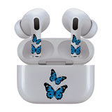Jaspertronics™ AirSkins - Stylish & Durable Decals for AirPods 3, Blue Butterflies Design Earbuds & Case Skin, Scratch-Resistant, Precision Fit, Wireless Charging Friendly, Easy Application - 58 Designs Available