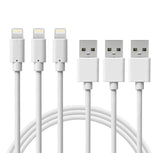 Jaspertronics™ Six Foot Long Length (2M) 8 Pin Connector to USB Charging Cable compatible with select iOS devices and Apple smartphones (3 Pack)