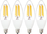 Jaspertronics™ Dusk to Dawn Outdoor Sensor LED Edison Bulbs, 4W (40W Eqv.), 450LM, B11 LED Candelabra Bulb E12 Base, Auto On/Off Photocell for Energy-Efficient, 2700K Soft White, 4 Pack