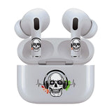 Jaspertronics™ AirSkins - Stylish & Durable Decals for AirPods 4, Skeleton With Headphone Design Earbuds & Case Skin, Scratch-Resistant, Precision Fit, Wireless Charging Friendly, Easy Application - 58 Designs Available
