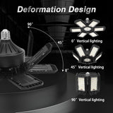 Jaspertronics™ 2 Pack Garage Light, 200W 20000LM 6500K LED Shop Lights - Deformable 6+1 Panels, E26/E27 Screw-In Ceiling LED Lights for Garage, Workshop, Basement, Barn, and More