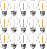 Jaspertronics™ 15-Pack Outdoor S14 LED Replacement Bulbs - 2200K Warm White, Shatterproof, Waterproof, E26 Base, Energy-Efficient for Patio, Garden, Bistro & Decorative String Lights