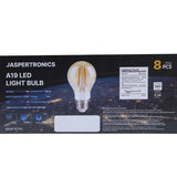 Jaspertronics™ A19 Vintage Edison LED Filament Bulbs, E26 Base, 4W 40W Equivalent, 360 Lumens, 2200K Warm White, Dimmable, Pack of 8