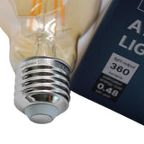 Jaspertronics™ A19 Vintage Edison LED Filament Bulbs, E26 Base, 4W 40W Equivalent, 360 Lumens, 2200K Warm White, Dimmable, Pack of 8