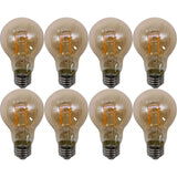 Jaspertronics™ A19 Vintage Edison LED Filament Bulbs, E26 Base, 4W 40W Equivalent, 360 Lumens, 2200K Warm White, Dimmable, Pack of 8