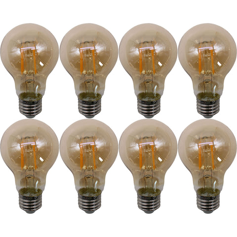 Jaspertronics™ A19 Vintage Edison LED Filament Bulbs, E26 Base, 4W 40W Equivalent, 360 Lumens, 2200K Warm White, Dimmable, Pack of 8