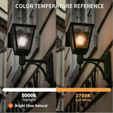 Jaspertronics™ Dusk to Dawn Outdoor Sensor A19 LED Edison Bulbs, 7W (60W Eqv.), 800LM,Vintage Filament E26 Base, Auto On/Off Photocell Automatic for Energy-Efficient Outdoor Lighting, 5000K Daylight, 4 Pack