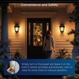 Jaspertronics™ Dusk to Dawn Outdoor Sensor A19 LED Edison Bulbs, 9W (60W Eqv.), 800LM,Vintage Filament E26 Base, Auto On/Off Photocell Automatic for Energy-Efficient Outdoor Lighting, 2700K Daylight, 2 Pack