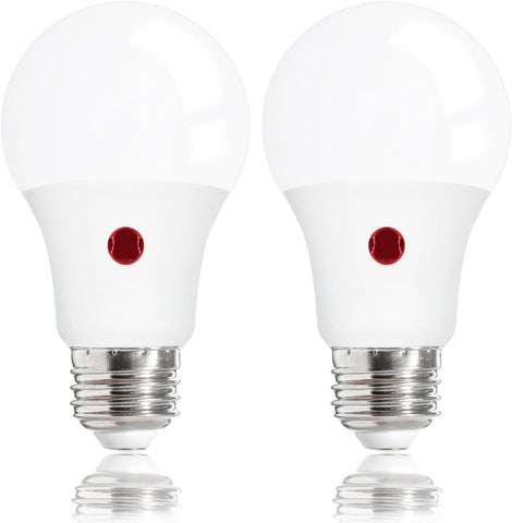 Jaspertronics™ Dusk to Dawn Outdoor Sensor A19 LED Edison Bulbs, 9W (60W Eqv.), 800LM,Vintage Filament E26 Base, Auto On/Off Photocell Automatic for Energy-Efficient Outdoor Lighting, 5000K Daylight, 2 Pack