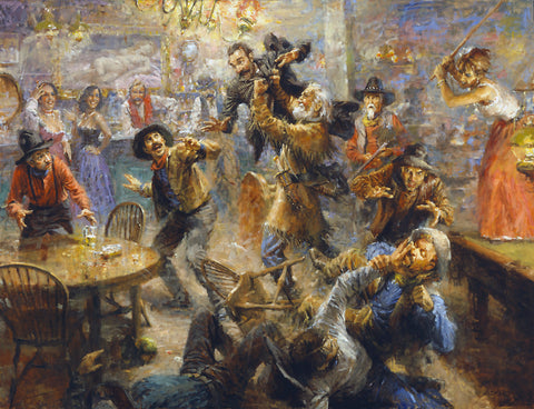 After the Poker Game the Boys Settled Up by Andy Thomas - Canvas Open Edition - 12 x 16