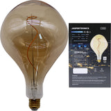 Jaspertronics A165S Oversized Vintage LED Edison Bulb, Amber Decorative E26 Dimmable 7W, 560 Lumens, Warm White 2200K, 1 Pack