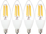 Jaspertronics™ Dusk to Dawn Outdoor Sensor LED Edison Bulbs, 4W (40W Eqv.), 450LM, B11 LED Candelabra Bulb E12 Base, Auto On/Off Photocell for Energy-Efficient, 2700K Soft White, 4 Pack
