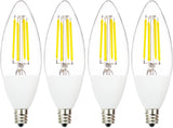 Jaspertronics™ Dusk to Dawn Outdoor Sensor LED Edison Bulbs, 4W (40W Eqv.), 450LM, B11 LED Candelabra Bulb E12 Base, Auto On/Off Photocell for Energy-Efficient, 5000K Soft White, 4 Pack