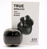 Jaspertronics™ G75 True Wireless HiFi Earphones: Noise-Reducing, Waterproof TWS Stereo with Built-in Microphone-Black