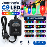 Jaspertronics C9 LED Christmas String Lights, 10m (32.8 ft), 40 Bulbs, Multicolor Red Yellow Green Blue, Holiday Decorative Light Strand