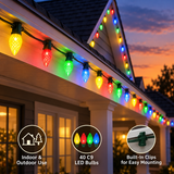 Jaspertronics C9 LED Christmas String Lights, 10m (32.8 ft), 40 Bulbs, Multicolor Red Yellow Green Blue, Holiday Decorative Light Strand