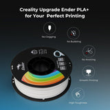 Creality Ender PLA+ Filament White, 1KG Spool (2.2lbs), 1.75mm Diameter, Compatible with 99% FDM 3D Printers, Strong Toughness, Clog-Free, Vacuum Packaged, High Precision, Eco-Friendly