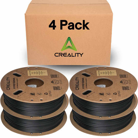 Creality Carbon Fiber Filament 4 Pack of 1.75mm - High-Speed 3D Printer Filament, 50-300mm/s, 1kg/2.2lbs Spool, Hyper PLA-CF with Dimensional Accuracy +/- 0.03mm - Black