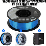 Creality Silk PLA Filament 4-Pack - 1.75mm, High Gloss & Smooth Texture, 2.2lb Spools Each, Clog-Free, Compatible with Most FDM Printers, Easy Mold, Low Shrinkage - Blue