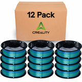 Creality Silk PLA Filament 12-Pack - 1.75mm, High Gloss & Smooth Texture, 2.2lb Spools Each, Clog-Free, Compatible with Most FDM Printers, Easy Mold, Low Shrinkage - Blue-Green