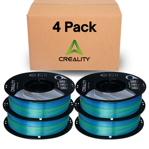 Creality Silk PLA Filament 4-Pack - 1.75mm, High Gloss & Smooth Texture, 2.2lb Spools Each, Clog-Free, Compatible with Most FDM Printers, Easy Mold, Low Shrinkage - Blue-Green