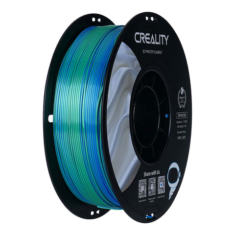 Creality Silk PLA 3D Printer Filament - 1.75mm, High Gloss & Smooth Texture, 2.2lb Spool, Clog-Free, Compatible with Most FDM Printers, Easy Mold, Low Shrinkage - Blue-Green