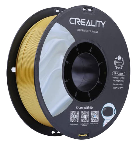 Creality Silk PLA 3D Printer Filament - 1.75mm, High Gloss & Smooth Texture, 2.2lb Spool, Clog-Free, Compatible with Most FDM Printers, Easy Mold, Low Shrinkage - Gold-Silver