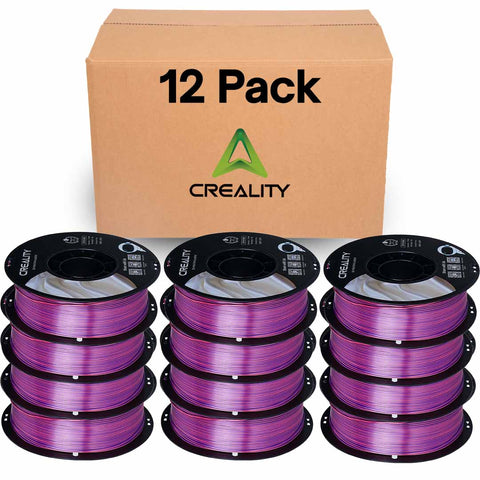 Creality Silk PLA Filament 12-Pack - 1.75mm, High Gloss & Smooth Texture, 2.2lb Spools Each, Clog-Free, Compatible with Most FDM Printers, Easy Mold, Low Shrinkage - Pink-Purple