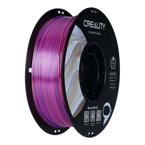 Creality Silk PLA 3D Printer Filament - 1.75mm, High Gloss & Smooth Texture, 2.2lb Spool, Clog-Free, Compatible with Most FDM Printers, Easy Mold, Low Shrinkage - Pink-Purple
